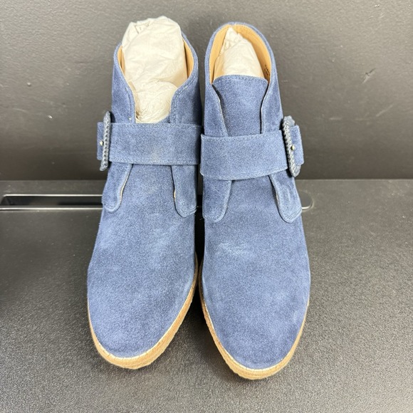 Jack Rogers Izzie Suede Wedge Boot Bootie Midnight Blue Buckle Women's Size 6.5 - Picture 6 of 14